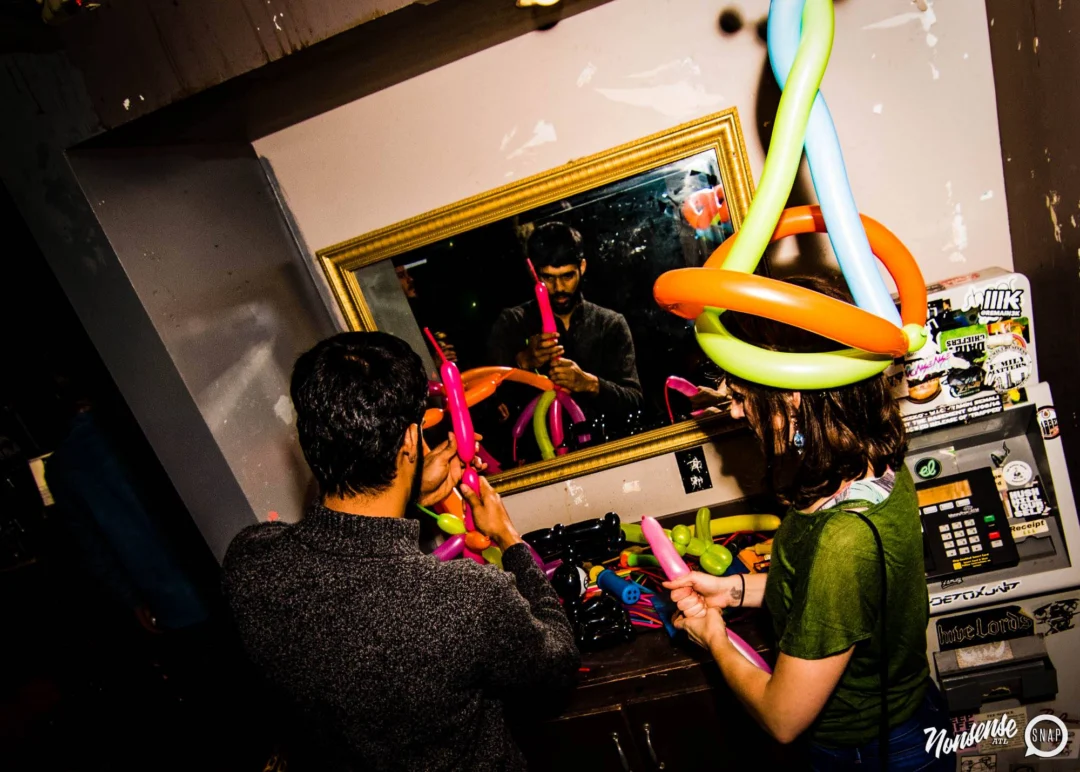 Nonsense: Balloons! November 2018 at The Basement, Thousands of balloons everywhere! Balloon Twisters! Balloon Walls! Kimber was the DJ!