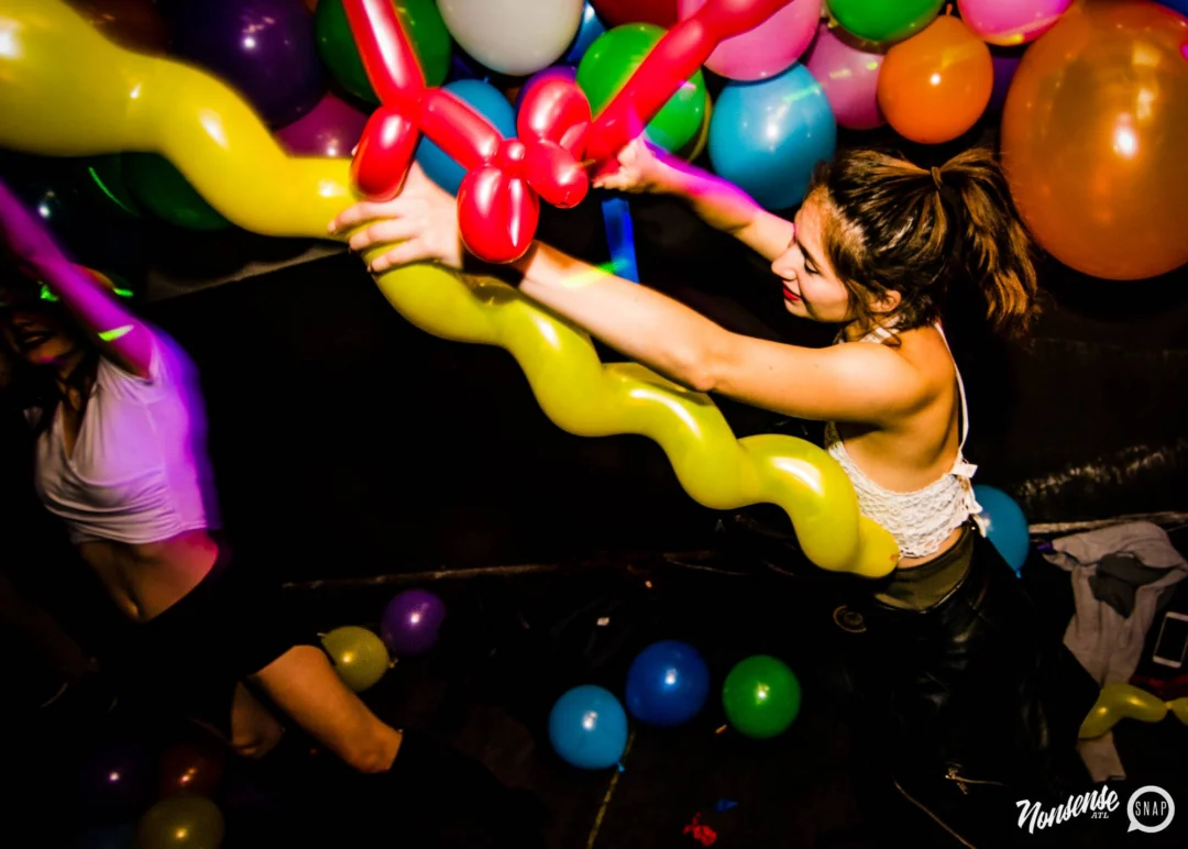 Nonsense: Balloons! November 2018 at The Basement, Thousands of balloons everywhere! Balloon Twisters! Balloon Walls! Kimber was the DJ!