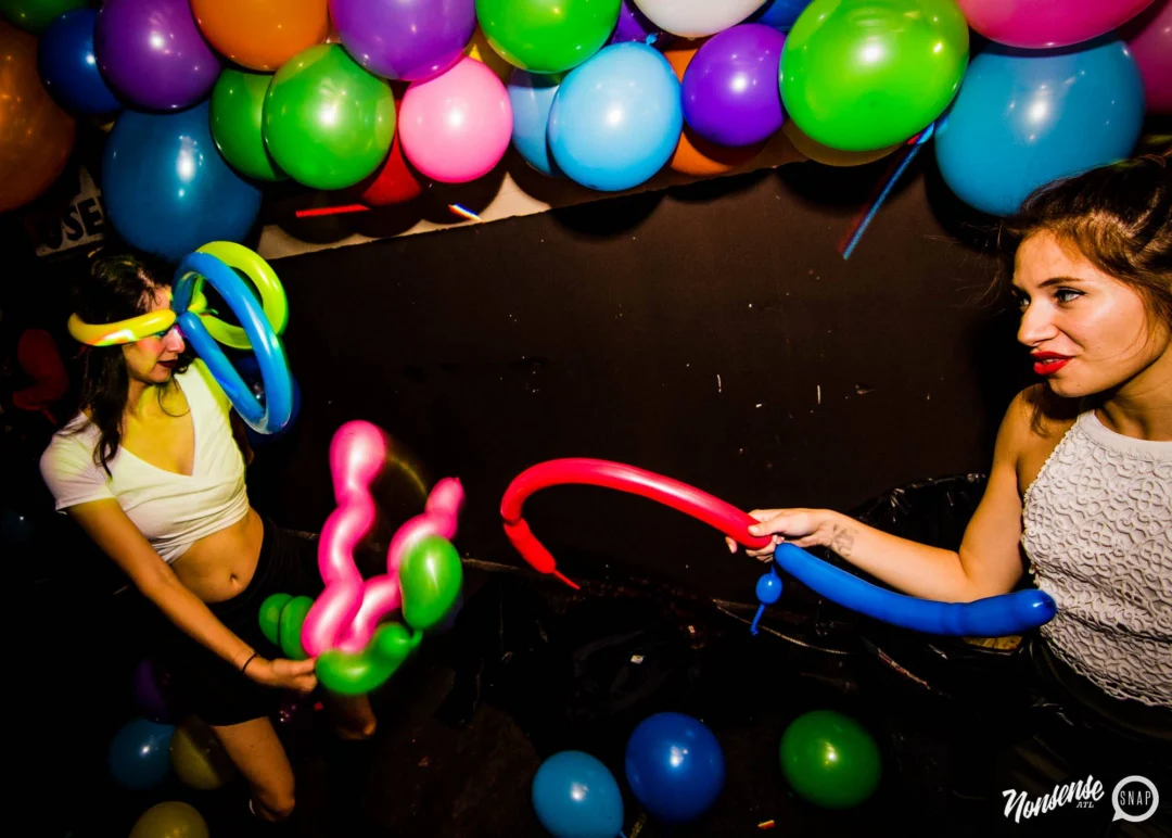 Nonsense: Balloons! November 2018 at The Basement, Thousands of balloons everywhere! Balloon Twisters! Balloon Walls! Kimber was the DJ!