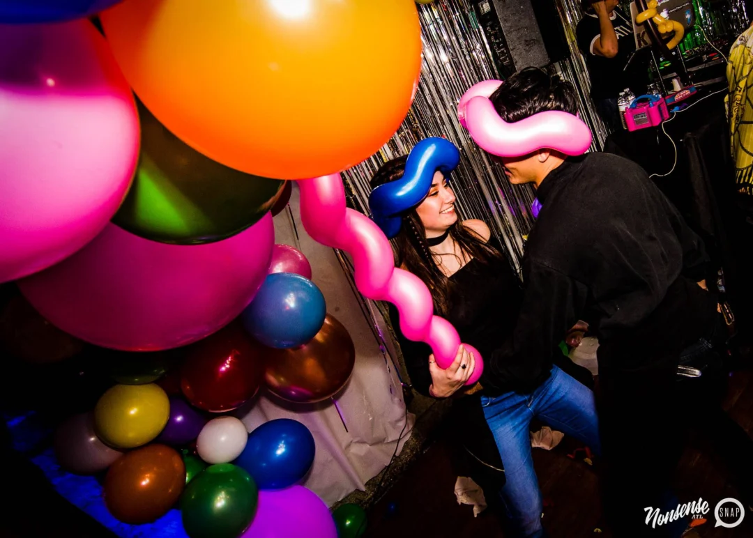 Nonsense: Balloons! November 2018 at The Basement, Thousands of balloons everywhere! Balloon Twisters! Balloon Walls! Kimber was the DJ!