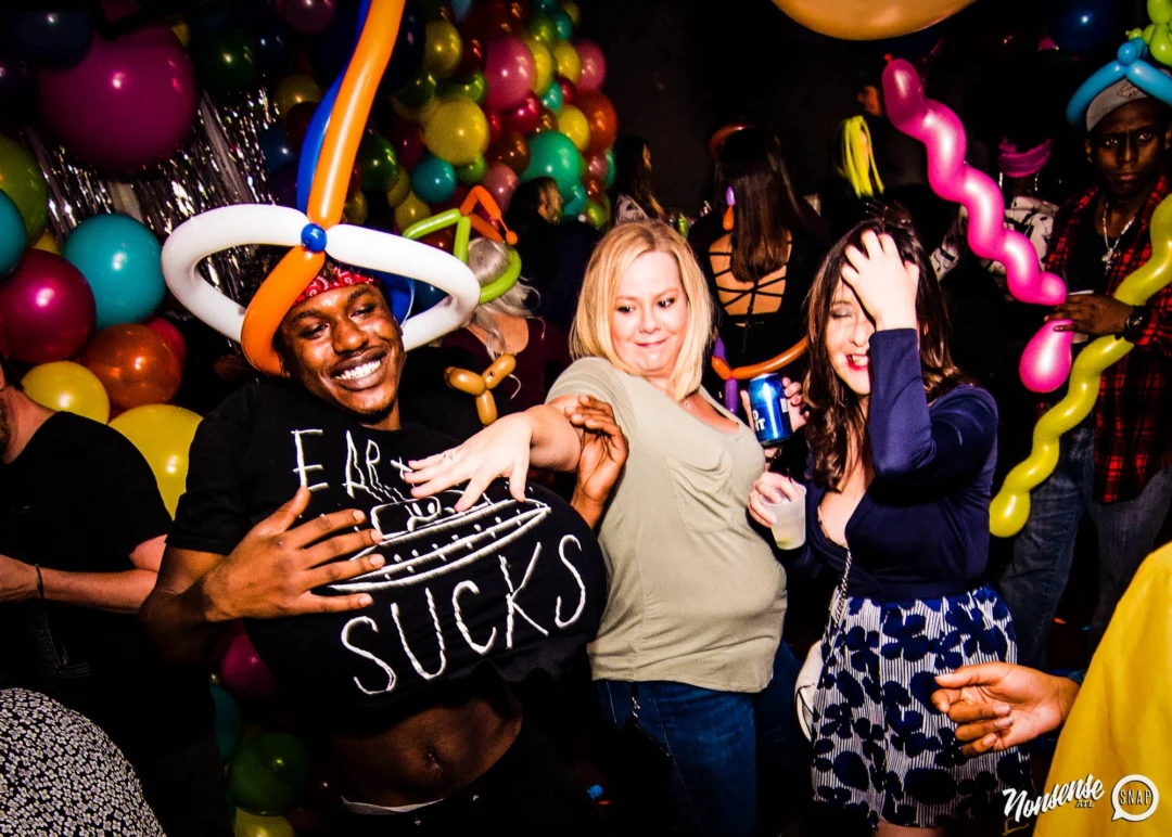 Nonsense: Balloons! November 2018 at The Basement, Thousands of balloons everywhere! Balloon Twisters! Balloon Walls! Kimber was the DJ!