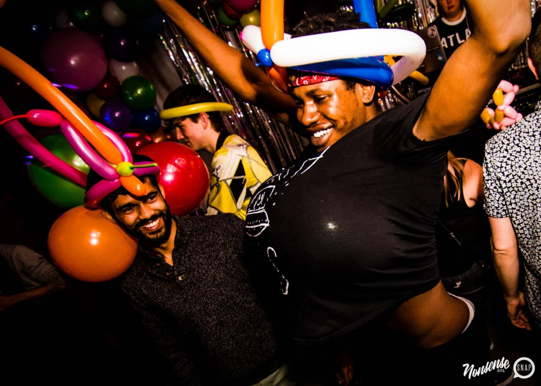 Nonsense: Balloons! November 2018 at The Basement, Thousands of balloons everywhere! Balloon Twisters! Balloon Walls! Kimber was the DJ!
