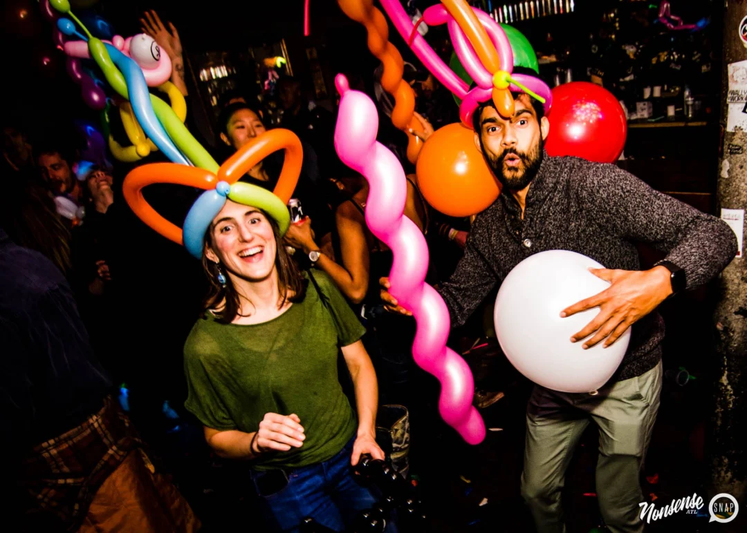 Nonsense: Balloons! November 2018 at The Basement, Thousands of balloons everywhere! Balloon Twisters! Balloon Walls! Kimber was the DJ!