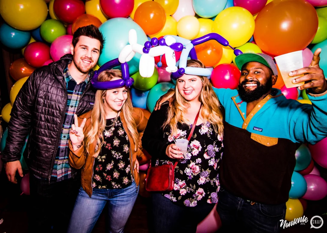 Nonsense: Balloons! November 2018 at The Basement, Thousands of balloons everywhere! Balloon Twisters! Balloon Walls! Kimber was the DJ!