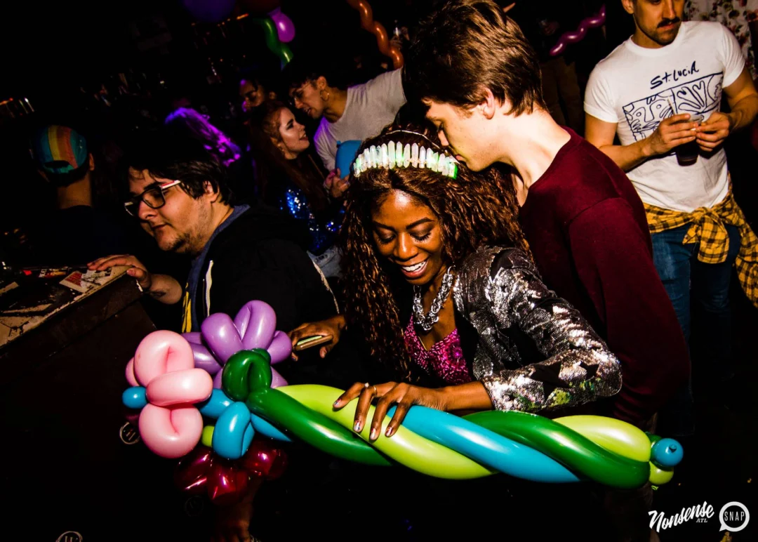 Nonsense: Balloons! November 2018 at The Basement, Thousands of balloons everywhere! Balloon Twisters! Balloon Walls! Kimber was the DJ!