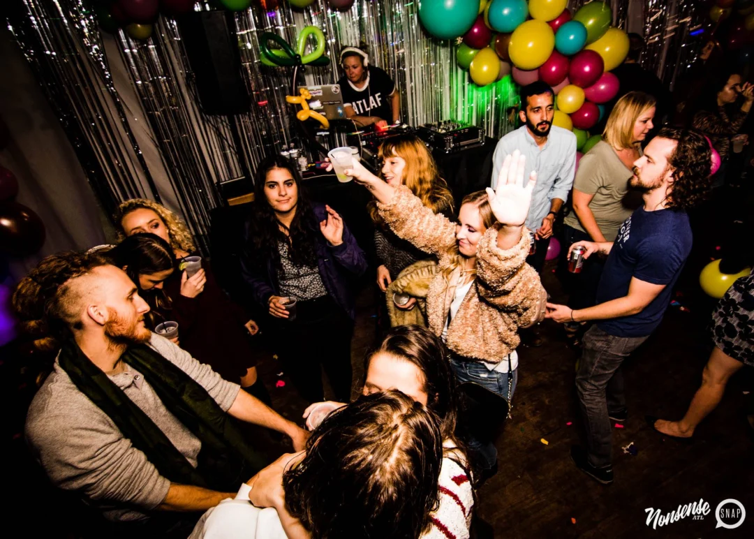 Nonsense: Balloons! November 2018 at The Basement, Thousands of balloons everywhere! Balloon Twisters! Balloon Walls! Kimber was the DJ!