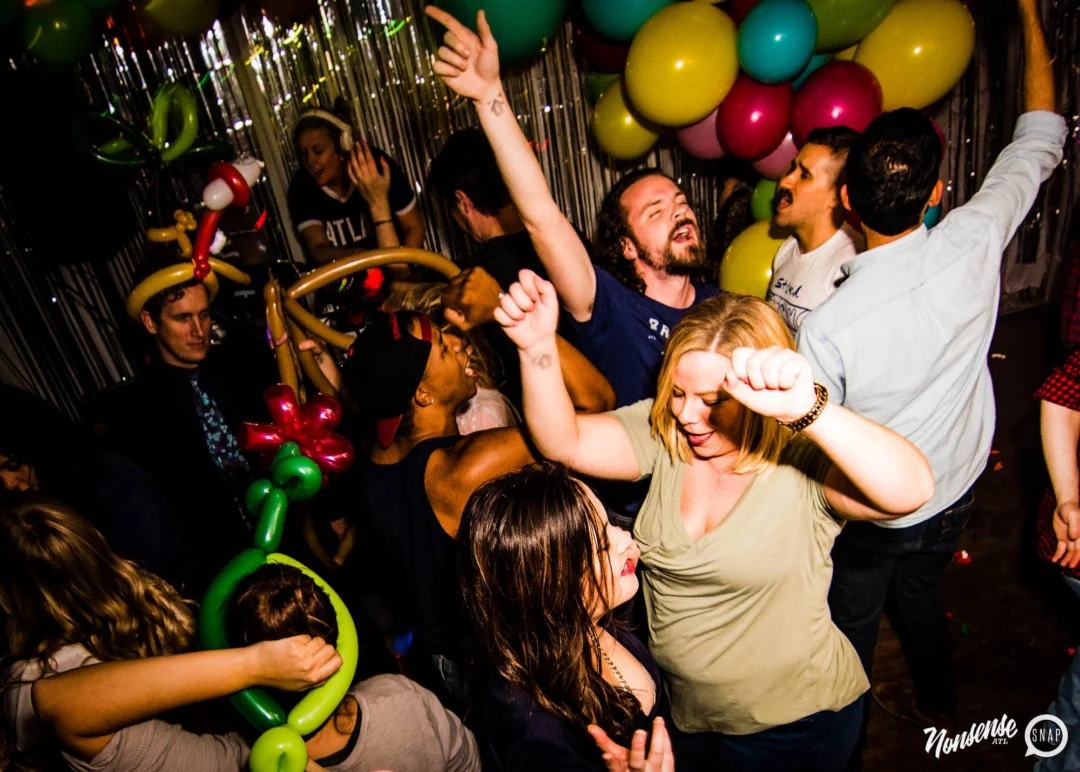 Nonsense: Balloons! November 2018 at The Basement, Thousands of balloons everywhere! Balloon Twisters! Balloon Walls! Kimber was the DJ!