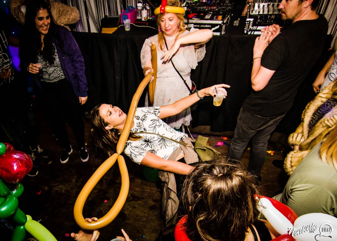 Nonsense: Balloons! November 2018 at The Basement, Thousands of balloons everywhere! Balloon Twisters! Balloon Walls! Kimber was the DJ!