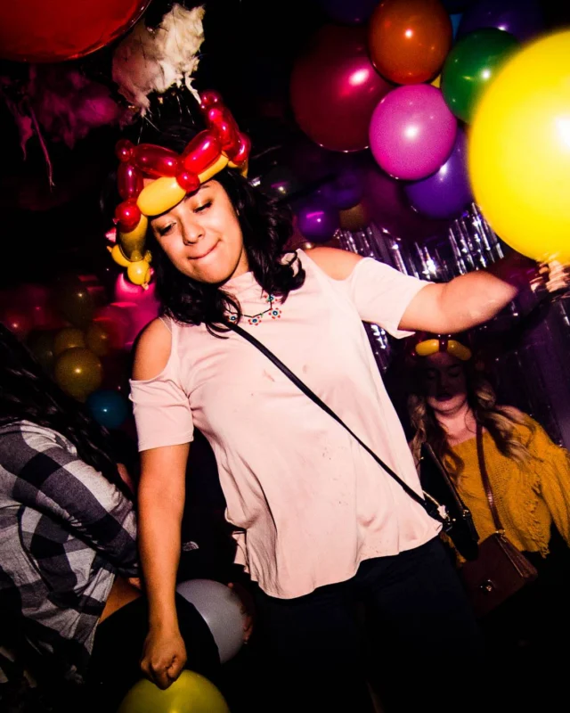 Nonsense: Balloons! November 2018 at The Basement, Thousands of balloons everywhere! Balloon Twisters! Balloon Walls! Kimber was the DJ!