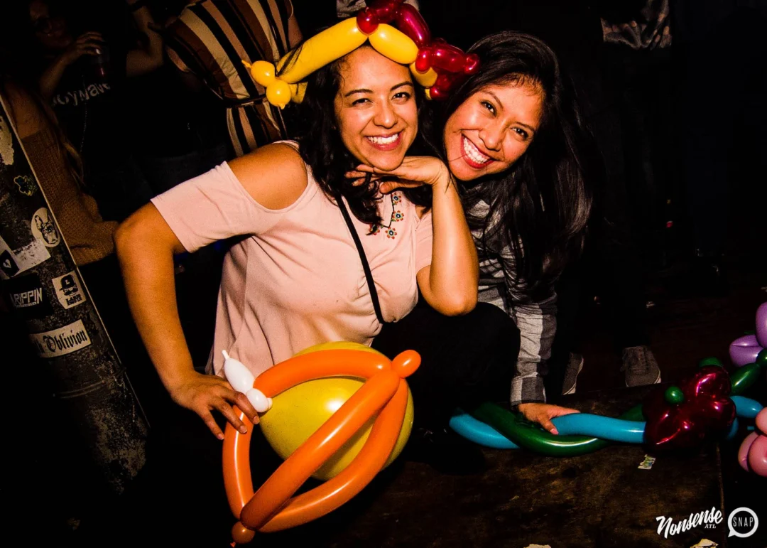 Nonsense: Balloons! November 2018 at The Basement, Thousands of balloons everywhere! Balloon Twisters! Balloon Walls! Kimber was the DJ!