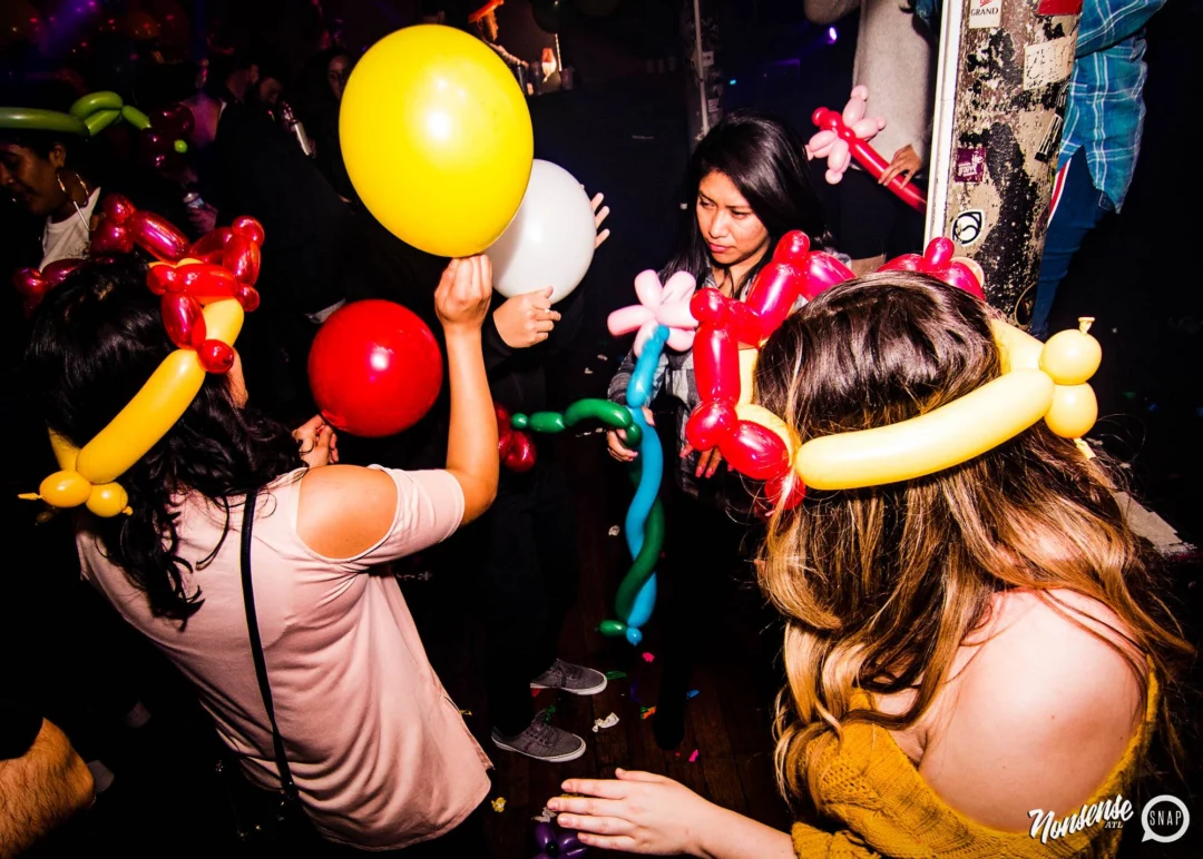 Nonsense: Balloons! November 2018 at The Basement, Thousands of balloons everywhere! Balloon Twisters! Balloon Walls! Kimber was the DJ!