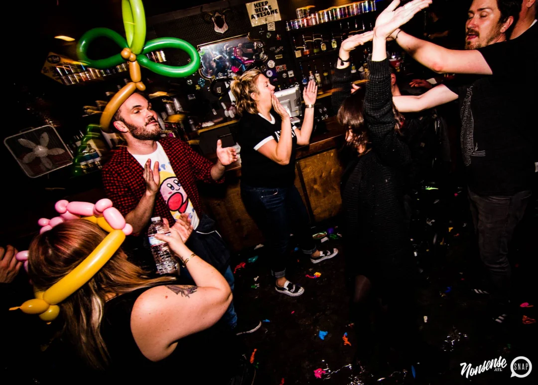 Nonsense: Balloons! November 2018 at The Basement, Thousands of balloons everywhere! Balloon Twisters! Balloon Walls! Kimber was the DJ!