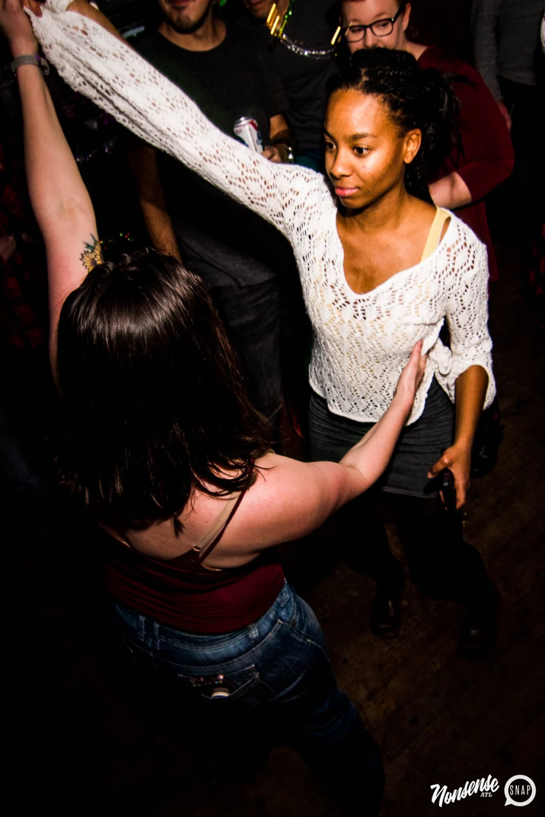Nonsense: 2018 Holiday Dance Party Spectacular! Friday, December 21, 2018 at The Basement, East Atlanta. Santa! Krampus! Elves! Kimber! Fuller! Edgewood Nasty! Friends! ALL THE LIGHTS! This is Nonsense. Photo by Stephanie Heath/Oh Snap.
