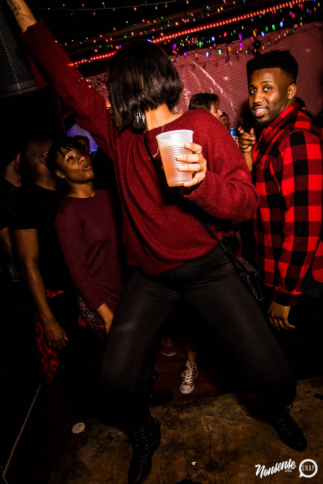 Nonsense: 2018 Holiday Dance Party Spectacular! Friday, December 21, 2018 at The Basement, East Atlanta. Santa! Krampus! Elves! Kimber! Fuller! Edgewood Nasty! Friends! ALL THE LIGHTS! This is Nonsense. Photo by Stephanie Heath/Oh Snap.