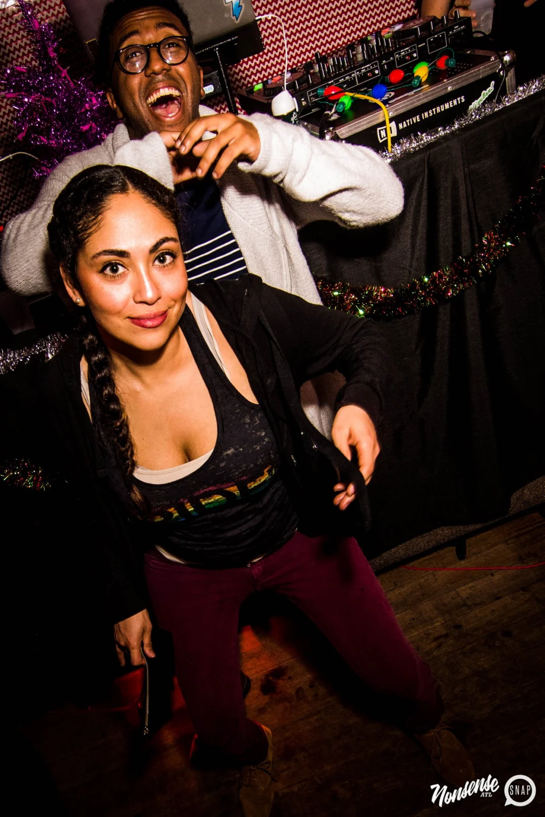Nonsense: 2018 Holiday Dance Party Spectacular! Friday, December 21, 2018 at The Basement, East Atlanta. Santa! Krampus! Elves! Kimber! Fuller! Edgewood Nasty! Friends! ALL THE LIGHTS! This is Nonsense. Photo by Stephanie Heath/Oh Snap.