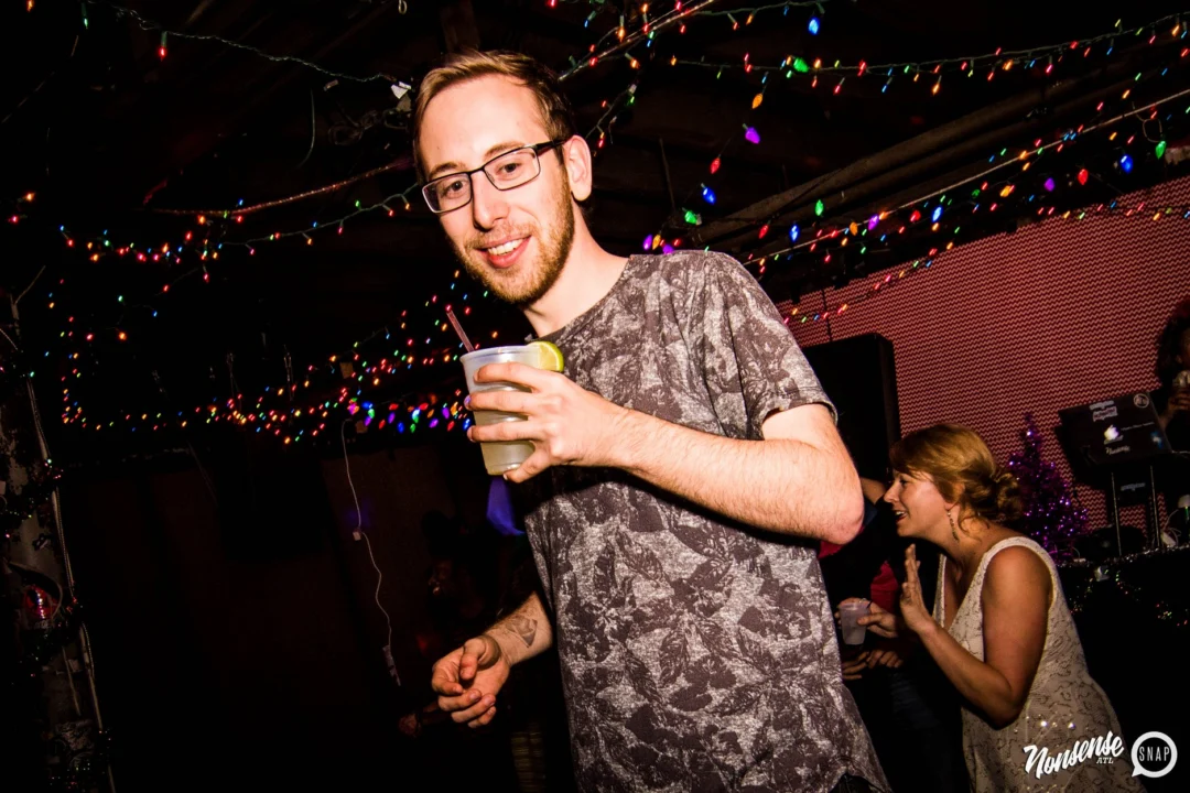 Nonsense: 2018 Holiday Dance Party Spectacular! Friday, December 21, 2018 at The Basement, East Atlanta. Santa! Krampus! Elves! Kimber! Fuller! Edgewood Nasty! Friends! ALL THE LIGHTS! This is Nonsense. Photo by Stephanie Heath/Oh Snap.