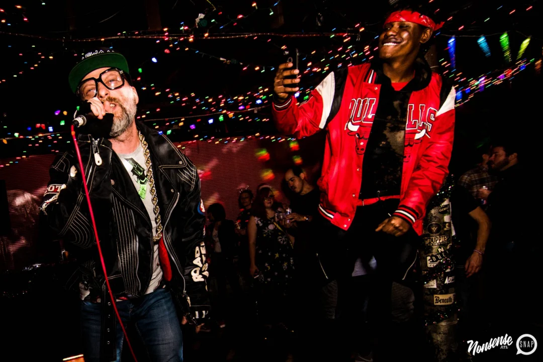 Nonsense: 2018 Holiday Dance Party Spectacular! Friday, December 21, 2018 at The Basement, East Atlanta. Santa! Krampus! Elves! Kimber! Fuller! Edgewood Nasty! Friends! ALL THE LIGHTS! This is Nonsense. Photo by Stephanie Heath/Oh Snap.