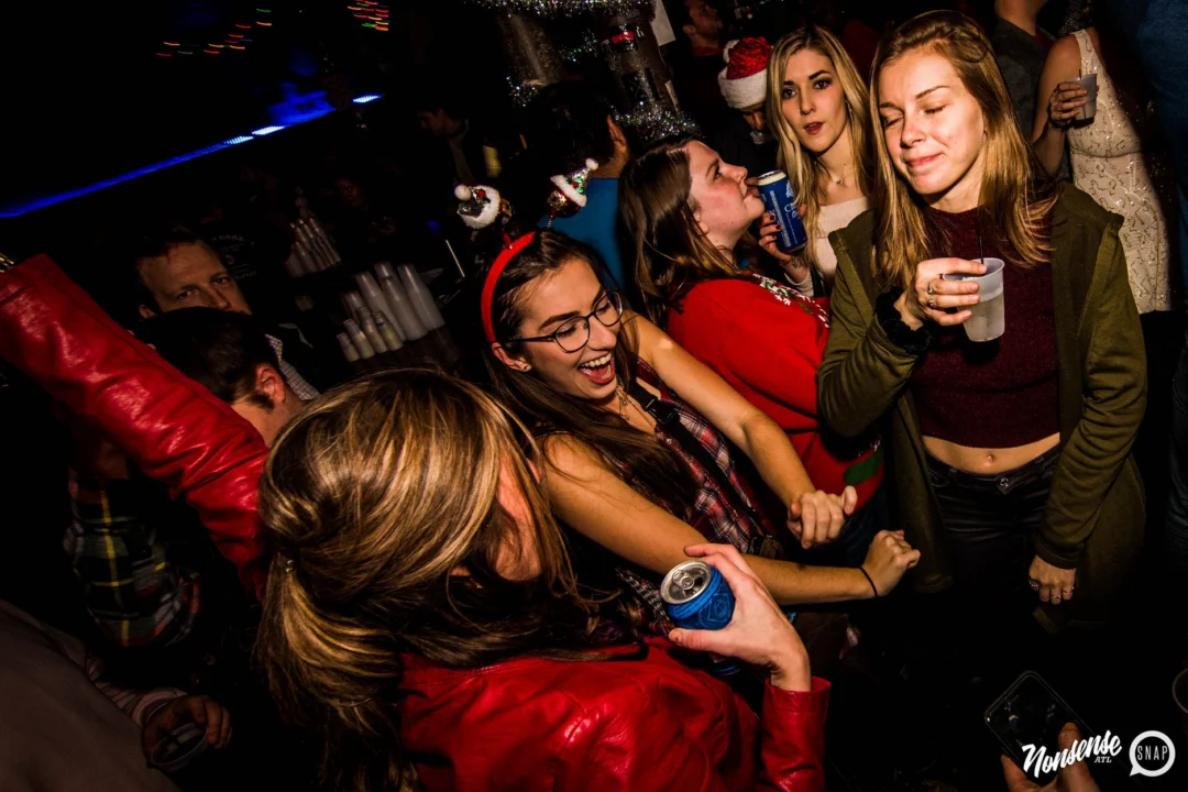 Nonsense: 2018 Holiday Dance Party Spectacular! Friday, December 21, 2018 at The Basement, East Atlanta. Santa! Krampus! Elves! Kimber! Fuller! Edgewood Nasty! Friends! ALL THE LIGHTS! This is Nonsense. Photo by Stephanie Heath/Oh Snap.