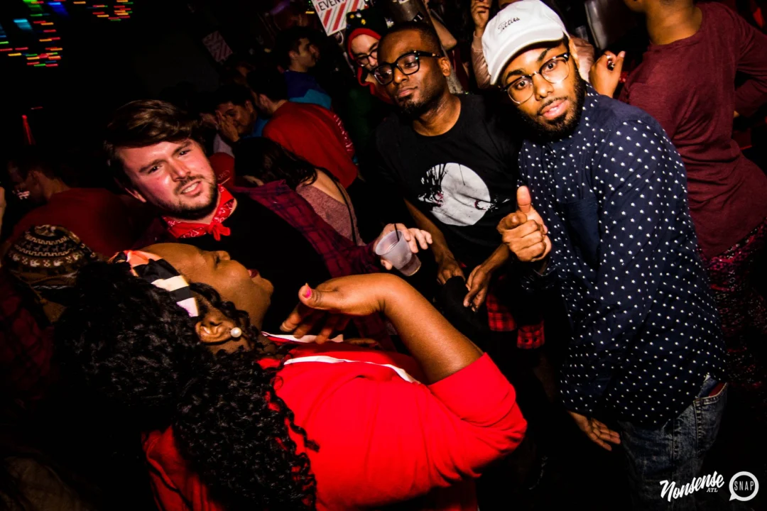Nonsense: 2018 Holiday Dance Party Spectacular! Friday, December 21, 2018 at The Basement, East Atlanta. Santa! Krampus! Elves! Kimber! Fuller! Edgewood Nasty! Friends! ALL THE LIGHTS! This is Nonsense. Photo by Stephanie Heath/Oh Snap.