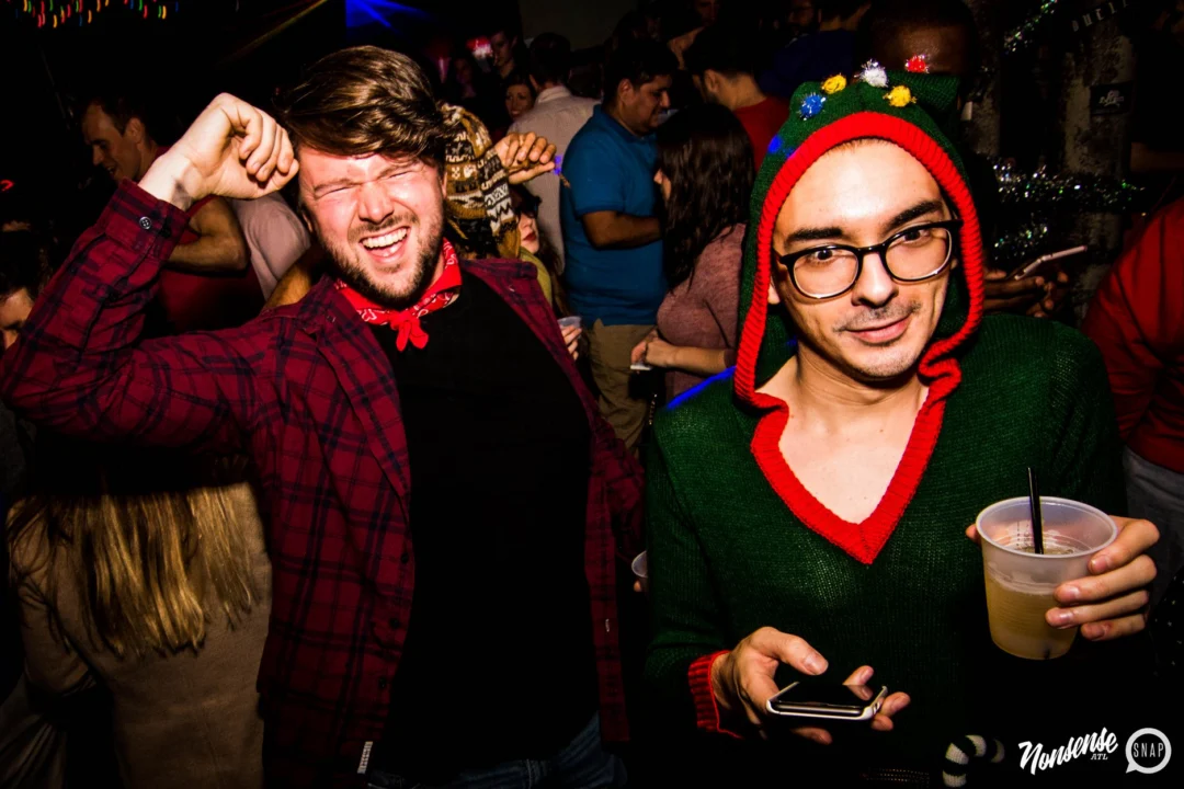 Nonsense: 2018 Holiday Dance Party Spectacular! Friday, December 21, 2018 at The Basement, East Atlanta. Santa! Krampus! Elves! Kimber! Fuller! Edgewood Nasty! Friends! ALL THE LIGHTS! This is Nonsense. Photo by Stephanie Heath/Oh Snap.