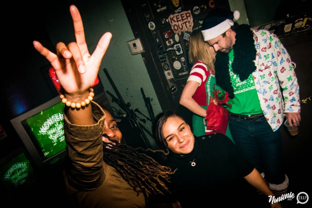 Nonsense: 2018 Holiday Dance Party Spectacular! Friday, December 21, 2018 at The Basement, East Atlanta. Santa! Krampus! Elves! Kimber! Fuller! Edgewood Nasty! Friends! ALL THE LIGHTS! This is Nonsense. Photo by Stephanie Heath/Oh Snap.