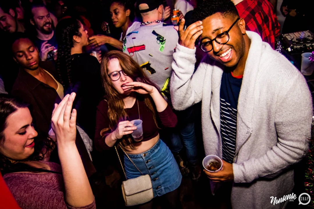 Nonsense: 2018 Holiday Dance Party Spectacular! Friday, December 21, 2018 at The Basement, East Atlanta. Santa! Krampus! Elves! Kimber! Fuller! Edgewood Nasty! Friends! ALL THE LIGHTS! This is Nonsense. Photo by Stephanie Heath/Oh Snap.
