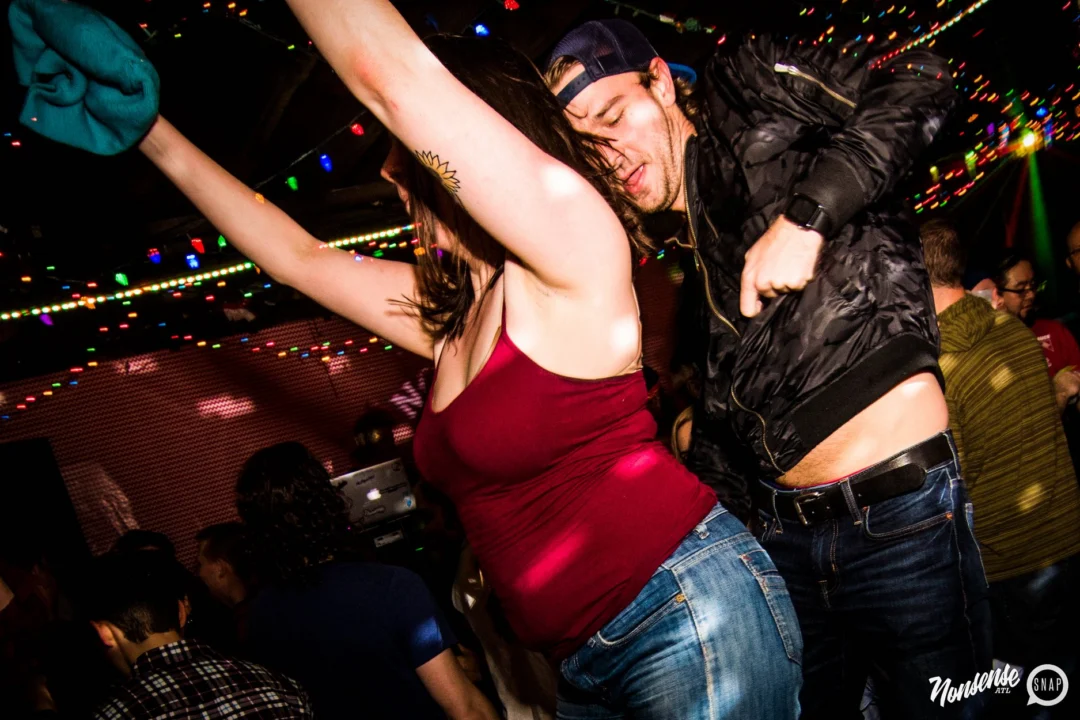 Nonsense: 2018 Holiday Dance Party Spectacular! Friday, December 21, 2018 at The Basement, East Atlanta. Santa! Krampus! Elves! Kimber! Fuller! Edgewood Nasty! Friends! ALL THE LIGHTS! This is Nonsense. Photo by Stephanie Heath/Oh Snap.