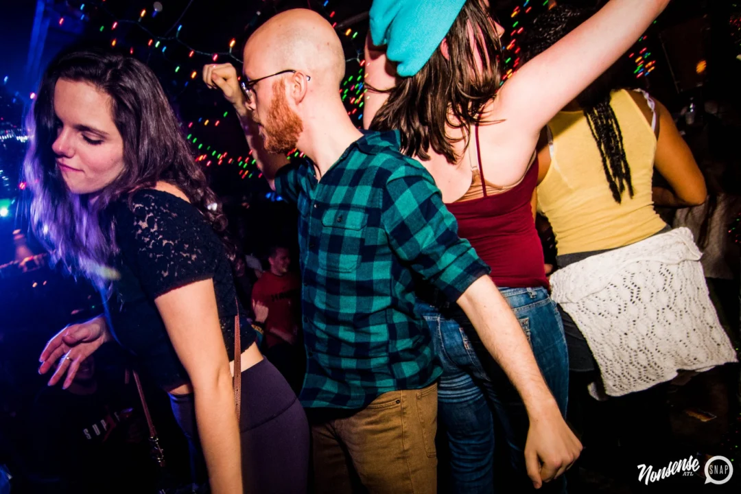 Nonsense: 2018 Holiday Dance Party Spectacular! Friday, December 21, 2018 at The Basement, East Atlanta. Santa! Krampus! Elves! Kimber! Fuller! Edgewood Nasty! Friends! ALL THE LIGHTS! This is Nonsense. Photo by Stephanie Heath/Oh Snap.