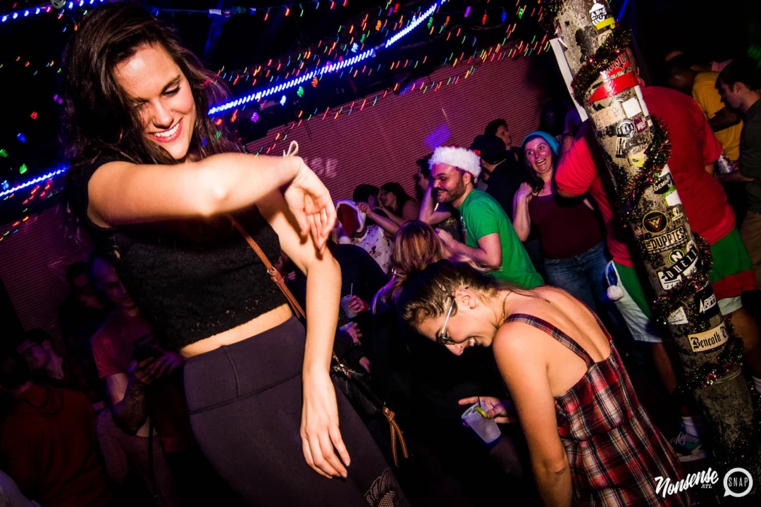 Nonsense: 2018 Holiday Dance Party Spectacular! Friday, December 21, 2018 at The Basement, East Atlanta. Santa! Krampus! Elves! Kimber! Fuller! Edgewood Nasty! Friends! ALL THE LIGHTS! This is Nonsense. Photo by Stephanie Heath/Oh Snap.