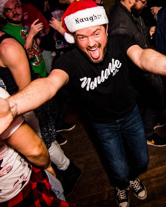 Nonsense: 2018 Holiday Dance Party Spectacular! Friday, December 21, 2018 at The Basement, East Atlanta. Santa! Krampus! Elves! Kimber! Fuller! Edgewood Nasty! Friends! ALL THE LIGHTS! This is Nonsense. Photo by Stephanie Heath/Oh Snap.