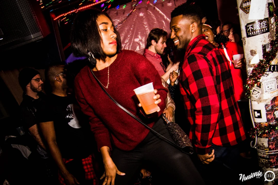 Nonsense: 2018 Holiday Dance Party Spectacular! Friday, December 21, 2018 at The Basement, East Atlanta. Santa! Krampus! Elves! Kimber! Fuller! Edgewood Nasty! Friends! ALL THE LIGHTS! This is Nonsense. Photo by Stephanie Heath/Oh Snap.
