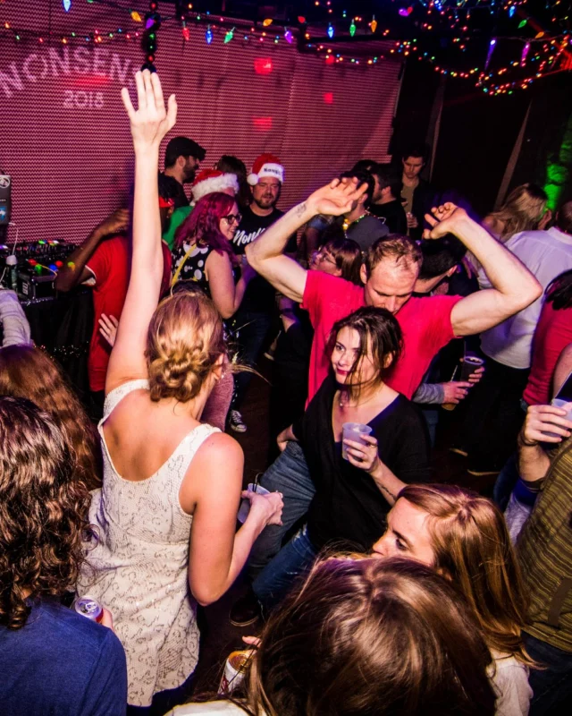 Nonsense: 2018 Holiday Dance Party Spectacular! Friday, December 21, 2018 at The Basement, East Atlanta. Santa! Krampus! Elves! Kimber! Fuller! Edgewood Nasty! Friends! ALL THE LIGHTS! This is Nonsense. Photo by Stephanie Heath/Oh Snap.