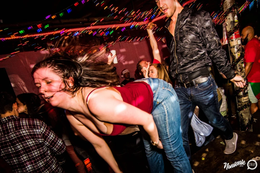 Nonsense: 2018 Holiday Dance Party Spectacular! Friday, December 21, 2018 at The Basement, East Atlanta. Santa! Krampus! Elves! Kimber! Fuller! Edgewood Nasty! Friends! ALL THE LIGHTS! This is Nonsense. Photo by Stephanie Heath/Oh Snap.