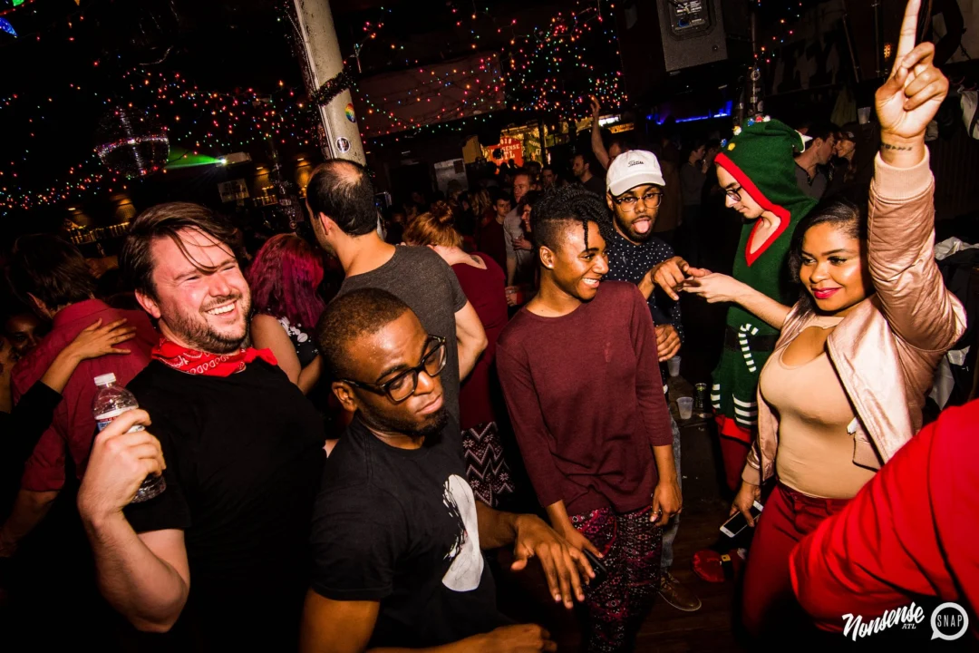 Nonsense: 2018 Holiday Dance Party Spectacular! Friday, December 21, 2018 at The Basement, East Atlanta. Santa! Krampus! Elves! Kimber! Fuller! Edgewood Nasty! Friends! ALL THE LIGHTS! This is Nonsense. Photo by Stephanie Heath/Oh Snap.