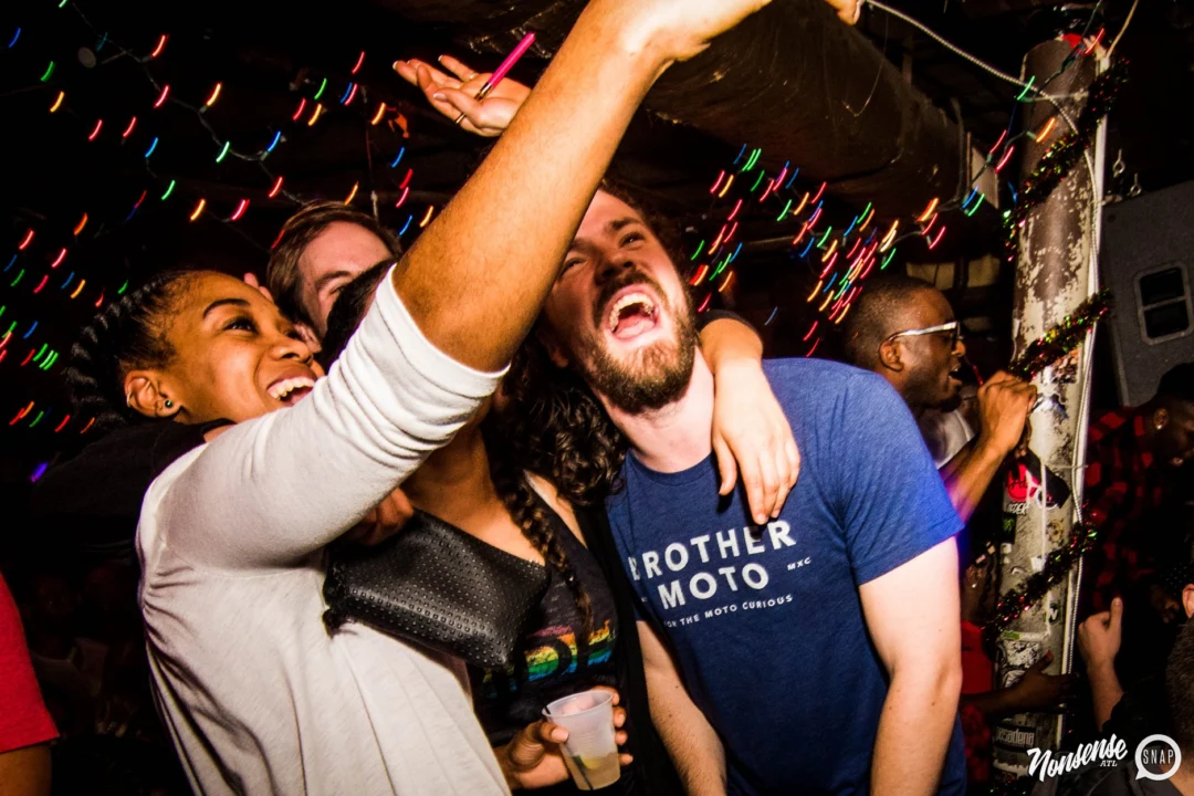 Nonsense: 2018 Holiday Dance Party Spectacular! Friday, December 21, 2018 at The Basement, East Atlanta. Santa! Krampus! Elves! Kimber! Fuller! Edgewood Nasty! Friends! ALL THE LIGHTS! This is Nonsense. Photo by Stephanie Heath/Oh Snap.
