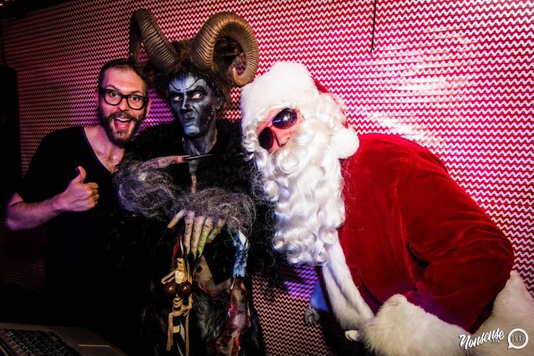 Nonsense: 2018 Holiday Dance Party Spectacular! Friday, December 21, 2018 at The Basement, East Atlanta. Santa! Krampus! Elves! Kimber! Fuller! Edgewood Nasty! Friends! ALL THE LIGHTS! This is Nonsense. Photo by Stephanie Heath/Oh Snap.