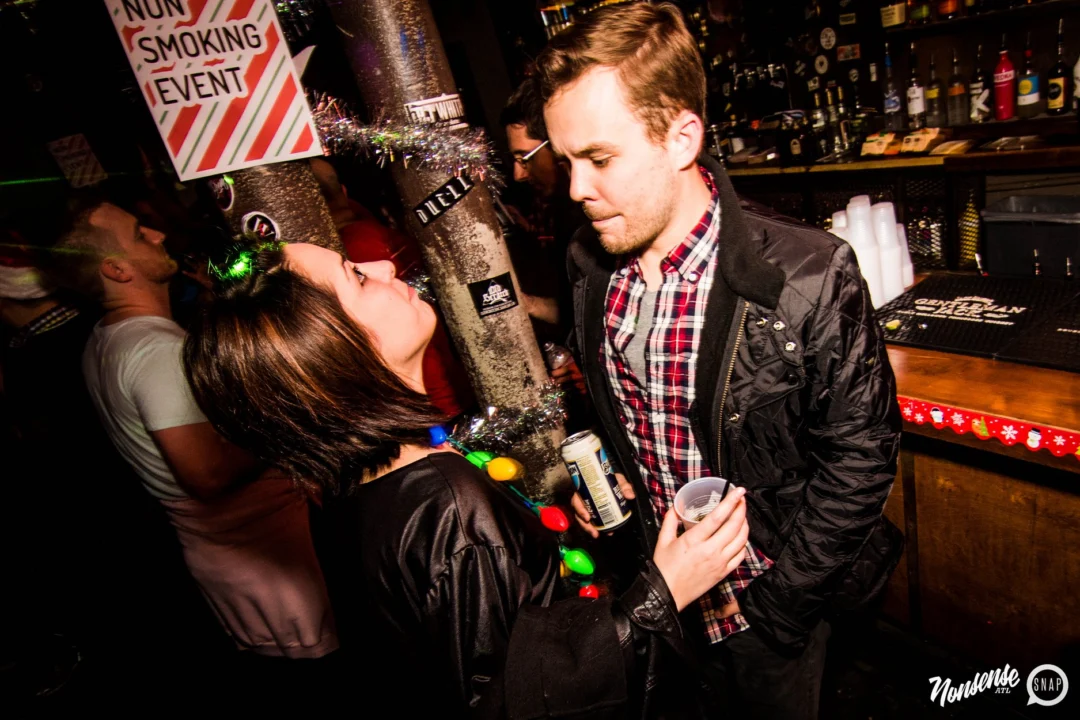 Nonsense: 2018 Holiday Dance Party Spectacular! Friday, December 21, 2018 at The Basement, East Atlanta. Santa! Krampus! Elves! Kimber! Fuller! Edgewood Nasty! Friends! ALL THE LIGHTS! This is Nonsense. Photo by Stephanie Heath/Oh Snap.