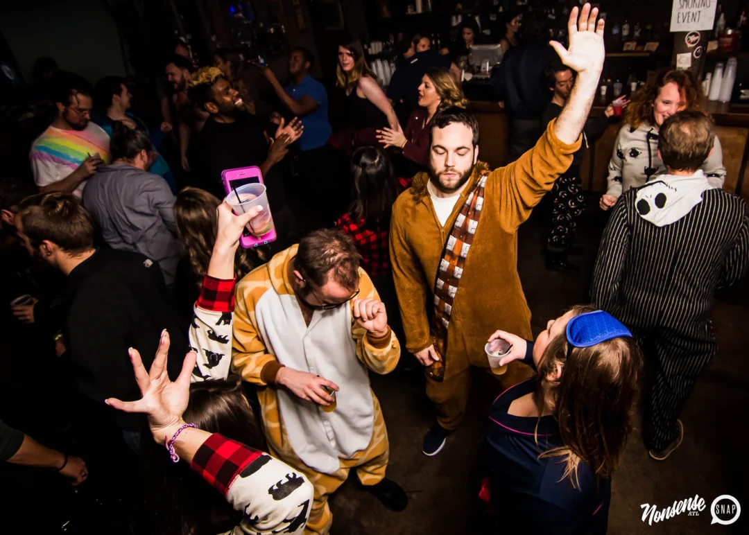 Nonsense: Slumber Party - January 18, 2019 at The Basement, East Atlanta. Nonsense will give you a new experience and reason to leave the couch on the 3rd Friday of every month! Kimber is the DJ. Photos by OhSnap.