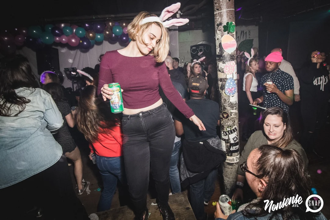 Nonsense Easter Egg Hunt! April 2019! The Basement - East Atlanta. Kimber was the DJ. Photo by Oh Snap.