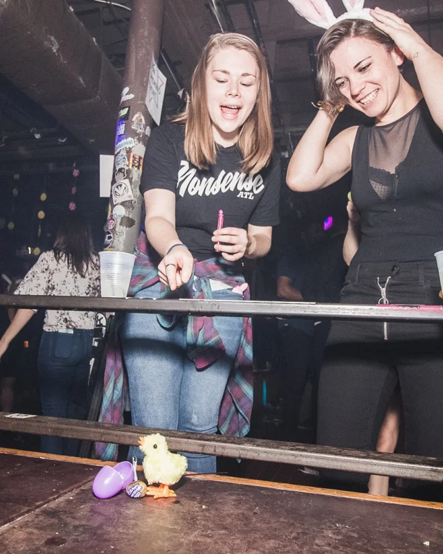 Nonsense Easter Egg Hunt! April 2019! The Basement - East Atlanta. Kimber was the DJ. Photo by Oh Snap.