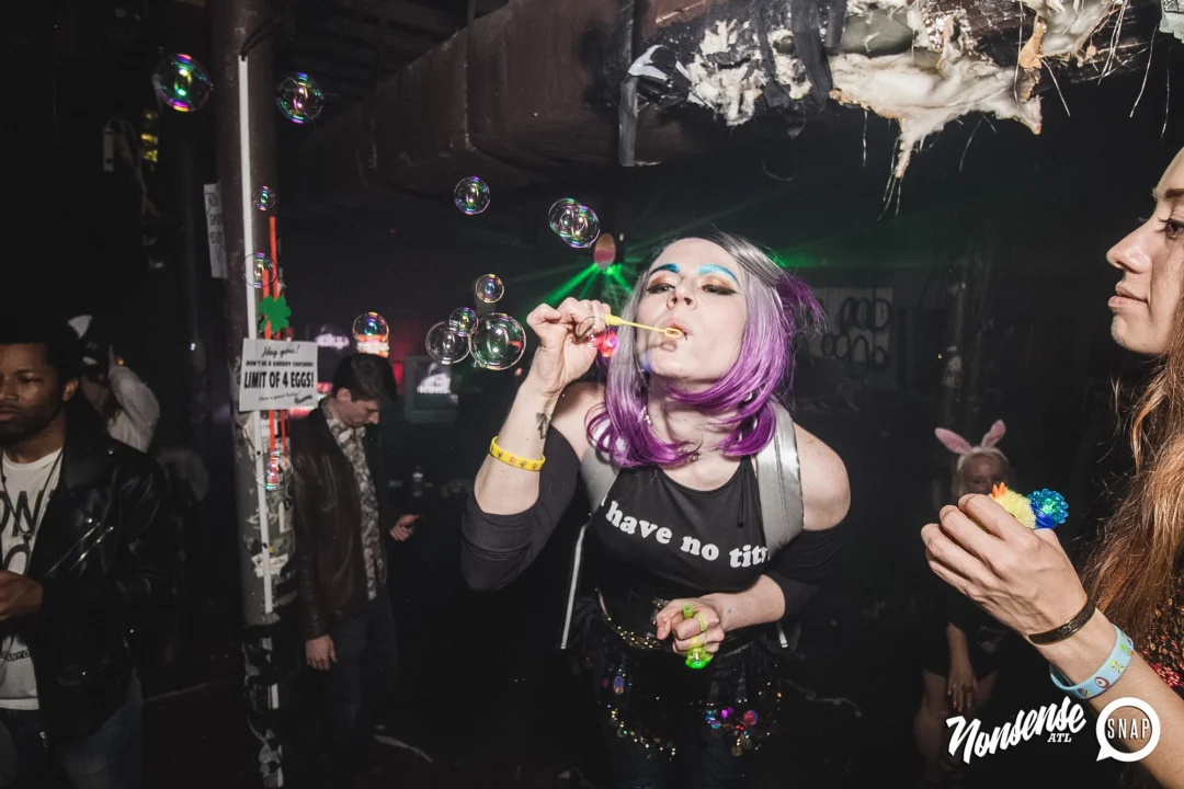 Nonsense Easter Egg Hunt! April 2019! The Basement - East Atlanta. Kimber was the DJ. Photo by Oh Snap.