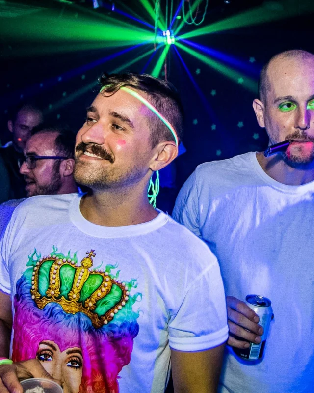 Nonsense GLOW Dance Party - July 2019 at The Basement. DJs: MP3PO & Skalaka. Facepainting by Brooke Creates. Photo by Oh Snap Kid.