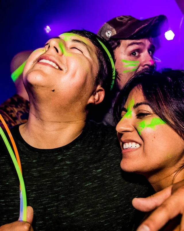 Nonsense GLOW Dance Party - July 2019 at The Basement. DJs: MP3PO & Skalaka. Facepainting by Brooke Creates. Photo by Oh Snap Kid.