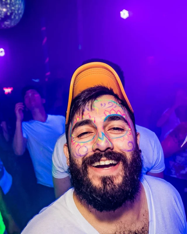 Nonsense GLOW Dance Party - July 2019 at The Basement. DJs: MP3PO & Skalaka. Facepainting by Brooke Creates. Photo by Oh Snap Kid.
