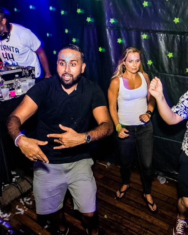 Nonsense GLOW Dance Party - July 2019 at The Basement. DJs: MP3PO & Skalaka. Facepainting by Brooke Creates. Photo by Oh Snap Kid.