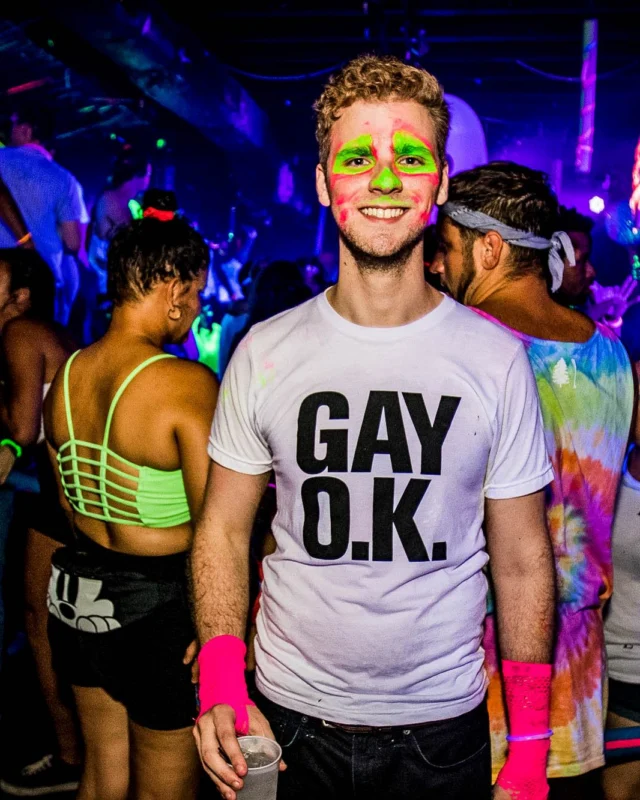 Nonsense GLOW Dance Party - July 2019 at The Basement. DJs: MP3PO & Skalaka. Facepainting by Brooke Creates. Photo by Oh Snap Kid.
