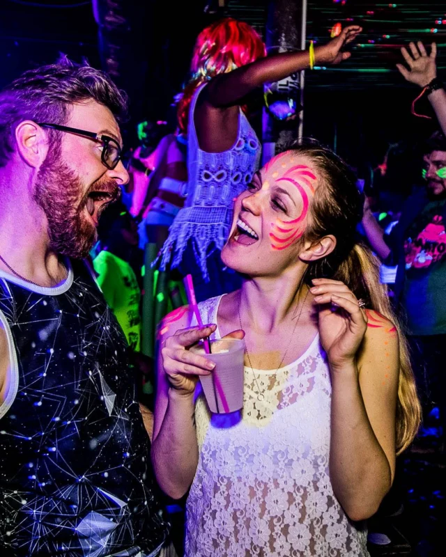 Nonsense GLOW Dance Party - July 2019 at The Basement. DJs: MP3PO & Skalaka. Facepainting by Brooke Creates. Photo by Oh Snap Kid.