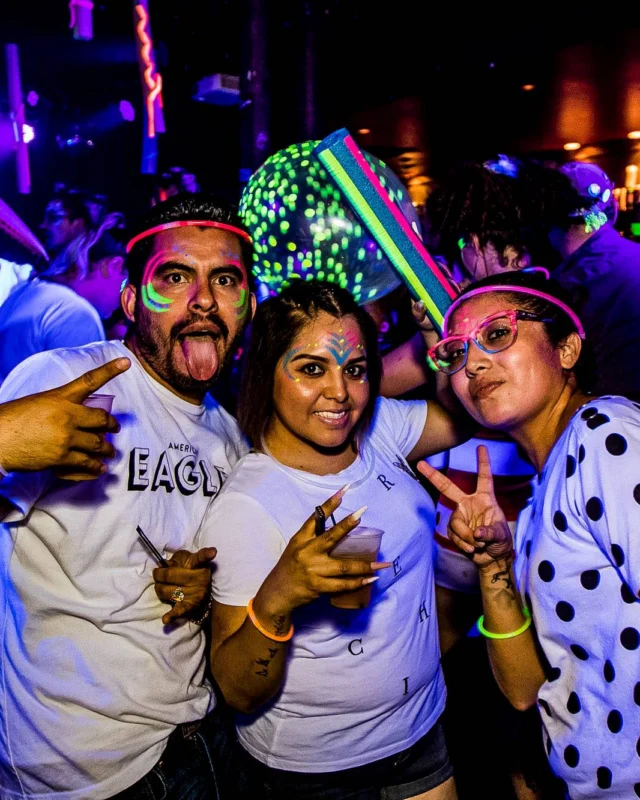 Nonsense GLOW Dance Party - July 2019 at The Basement. DJs: MP3PO & Skalaka. Facepainting by Brooke Creates. Photo by Oh Snap Kid.