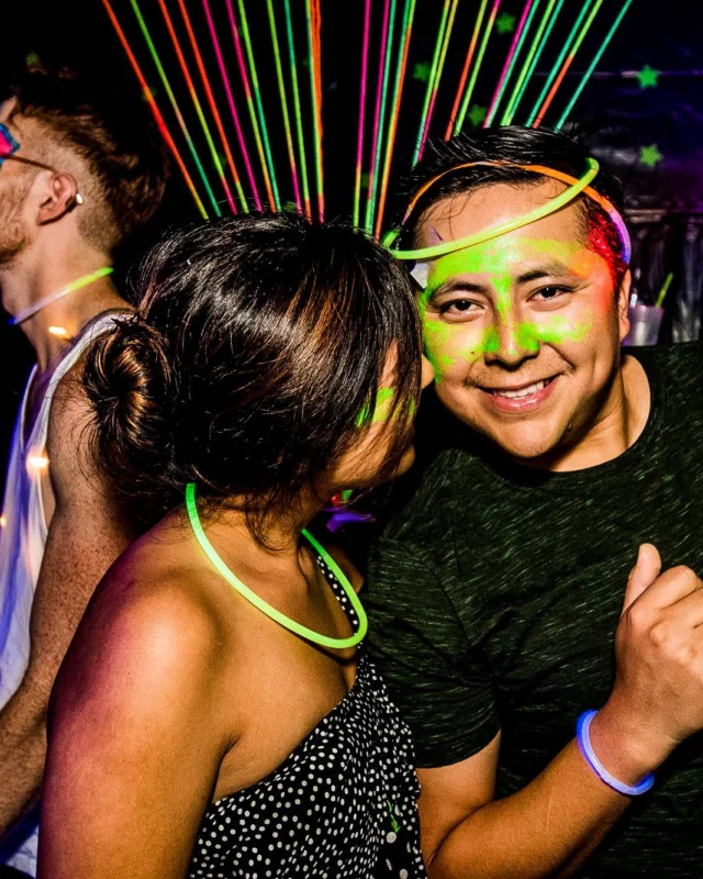 Nonsense GLOW Dance Party - July 2019 at The Basement. DJs: MP3PO & Skalaka. Facepainting by Brooke Creates. Photo by Oh Snap Kid.