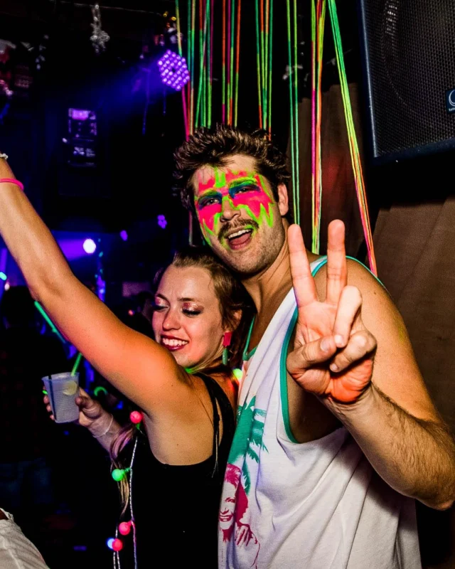 Nonsense GLOW Dance Party - July 2019 at The Basement. DJs: MP3PO & Skalaka. Facepainting by Brooke Creates. Photo by Oh Snap Kid.